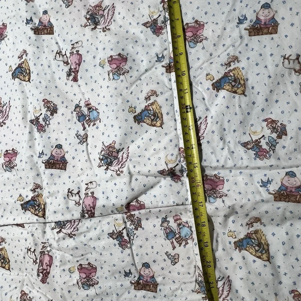 Vintage Mother Goose Nursery Rhyme Baby Quilt Crib Blanket Throw 66X41 Patchwork